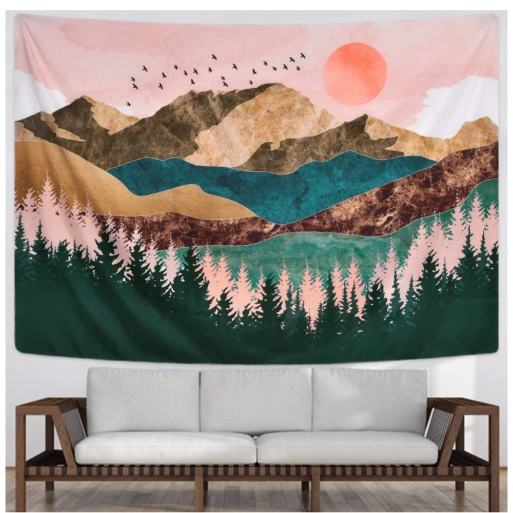 Retro Colorful Mountain Sunset Modern Nature Wall Tapestry/Pop Art - Picture 2 of 7